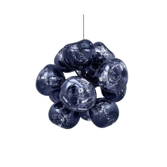 The Melt Trio Round Pendant System (Copy) features multiple dark glass orbs clustered together and suspended from a single cord for a modern look.